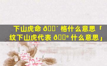 下山虎命 🌴 格什么意思「纹下山虎代表 💮 什么意思」